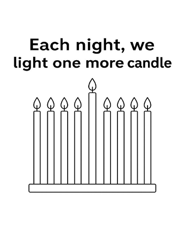 Hanukkah Night-by-Night Candle Chart Coloring Picture