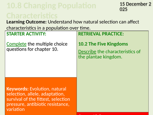 OCR Biology A- 10.8 Changing Population Characteristics