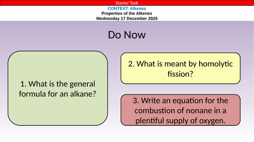 OCR A Level Chemistry Chapter 13 - Alkenes