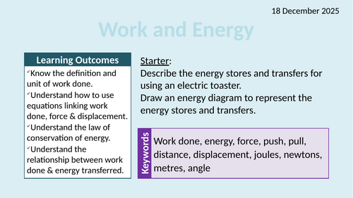 OCR AAQ in Applied Science- P2.1.2 Work and Energy