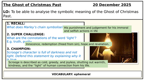A Christmas Carol – Lesson 7 The Ghost of Christmas Past | Teaching ...