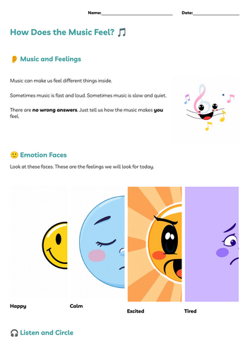SEND Music Worksheets – Listening & Musical Response (Level 3 ...