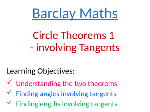 Circle Theorems 1 Involving Tangents