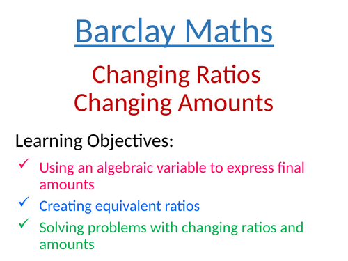 Changing Ratios Changing Amounts