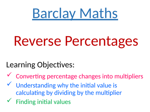Reverse Percentages