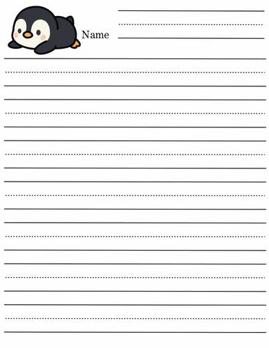 penguin winter writing paper with Picture Box and Without | Teaching ...