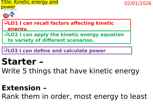 Kinetic energy and power for IGCSE Physics 0625 CIE Unit 1 | Teaching ...