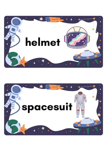 Space Word Labels for Writing & Role Play- 16 word cards | Teaching ...
