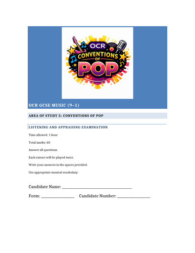 Short answer questions - conventions of Pop | Teaching Resources