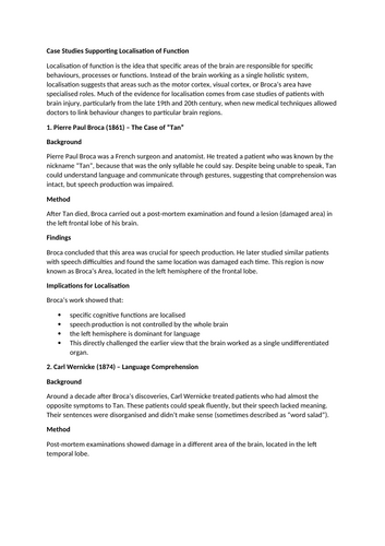 Localisation of Function — Complete AQA Biopsychology Lesson with Case Studies & Exam Skills
