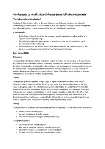 AQA Biopsychology Teaching Pack (Biopsychology, Nervous System, Endocrine System, Lo