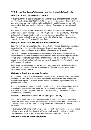 Hemispheric Lateralisation — Split Brain Research, Sperry & Gazzaniga with Exam Skills