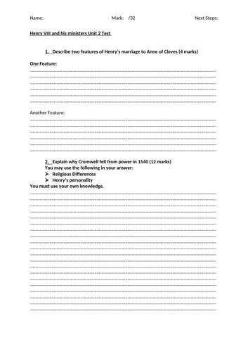 GCSE History Edexcel Henry VIII and his Ministers Unit 2 | Teaching ...