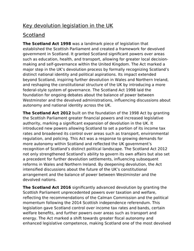 Key Devolution Legislation