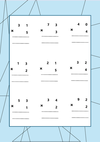 2 digit by 1 digit multiplication (Not crossing)