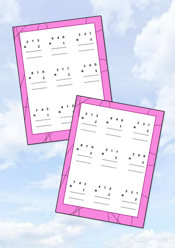 3 digit by 1 digit multiplication (Not crossing/regrouping)