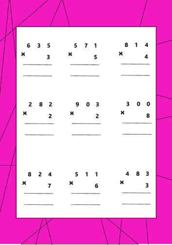 3 digit by 1 digit multiplication (Crossing)
