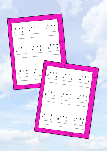 3 digit by 1 digit multiplication (With crossing/regrouping)