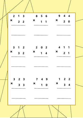 3 digit by 2 digit multiplication (Not crossing)
