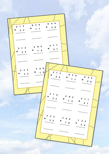 3 digit by 2 digit multiplication (Not crossing/regrouping)