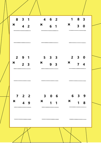 3 digit by 2 digit multiplication (Crossing)