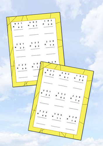 3 digit by 2 digit multiplication (With crossing/regrouping)