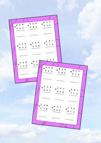 3 digit by 3 digit multiplication (With crossing/regrouping)