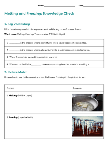 To describe melting and freezing - PPT and Worksheet | Teaching Resources