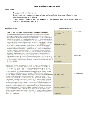 OCR A-level History NEA scheme of work | Teaching Resources