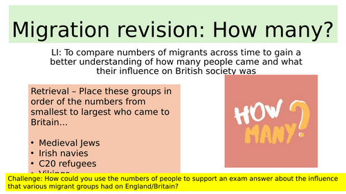 Migrants in Britain GCSE revision activities | Teaching Resources