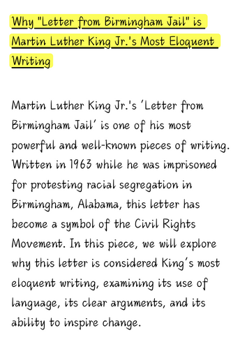 MLK's Letter from Birmingham Jail: An In-Depth Text Analysis with Q&A ...
