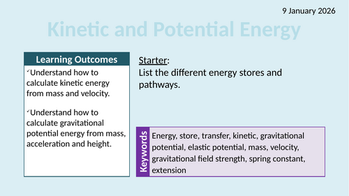 OCR AAQ in Applied Science- P2.1.3 Kinetic and Potential Energy