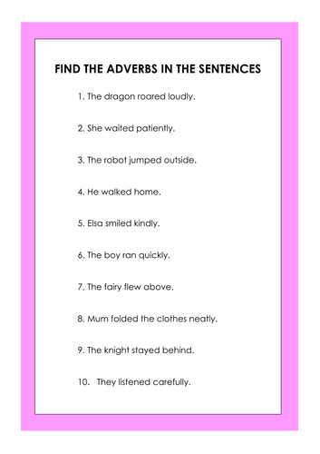 Finding adverbs in sentences