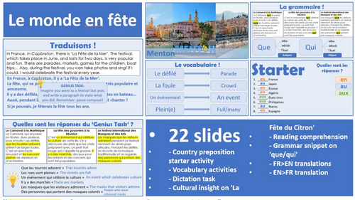 2026 French AQA GCSE Module 5.3 - Le monde en fête