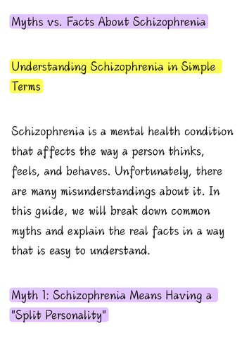 Myths vs. Facts About Schizophrenia: Text, Questions & Answers ...