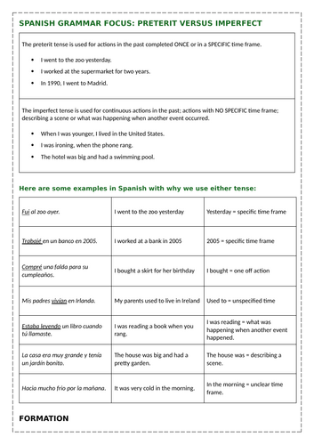 Spanish grammar: Preterit v Imperfect