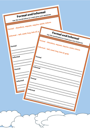 Formal and informal sentences - Writing