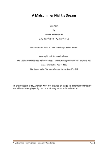 A Midsummer Night's Dream - Fun with Shakespeare - Primary (includes ...