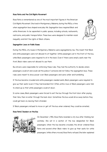 Rosa Parks & the Civil Rights Movement | KS2 History Reading ...