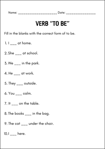 Verb “To Be” Worksheets Printable | Is – Am – Are Grammar Practice ...