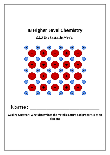 IB Chemistry (2025) S2.3 The Metallic Model