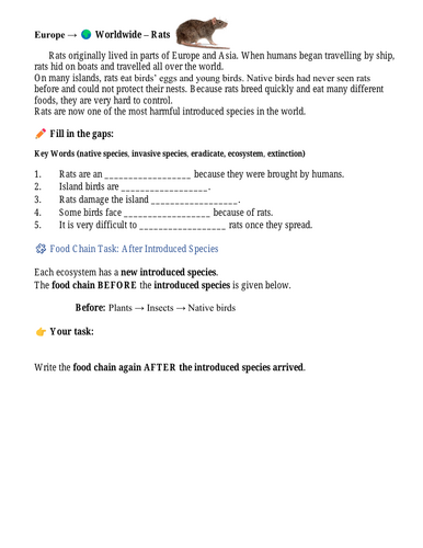 Intruders in an Ecosystem /Invasive species – KS3 (Topic 4.3 ...