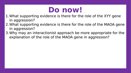 AQA A-level Psychology: Ethological Explanation (Lesson 5 of Aggression)