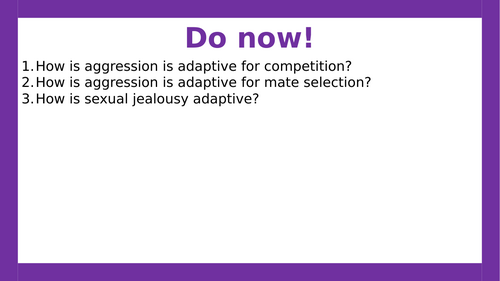 AQA A-level Psychology: Evolutionary Explanation Evaluation (Lesson 8 of Aggression)