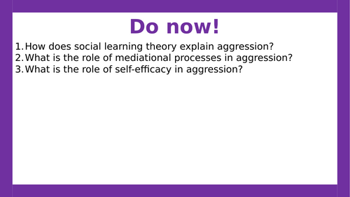 AQA A-level Psychology: Social Learning Theory Evaluation (Lesson 12 of Aggression)