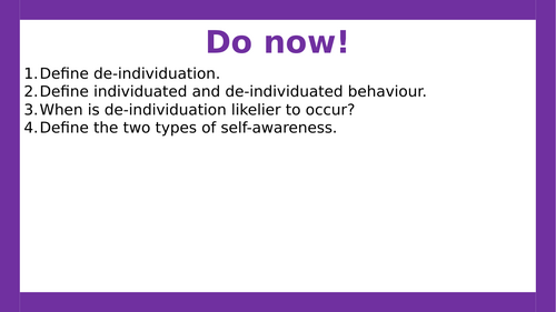 AQA A-level Psychology: Deindividuation Evaluation (Lesson 14 of Aggression)