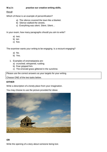 AQA GCSE English Language Paper 1 Writing q5 HW Revision Cover ...