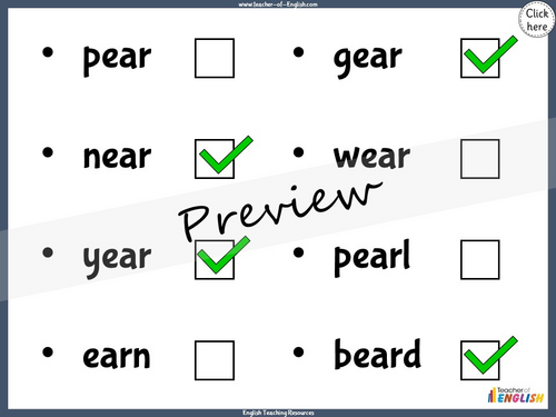 Vowel Trigraph ‘ear’ Making the ear Sound - Year 1 Spelling | Teaching ...