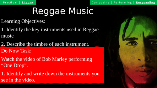 Year 7 Reggae Music Lesson - Timbre/Instrumentation S.O.W | Teaching ...