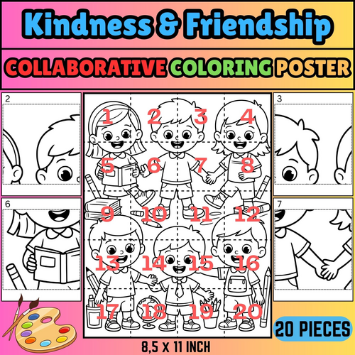 Kindness Collaborative Coloring Poster: Classroom Team Building Art (20 ...
